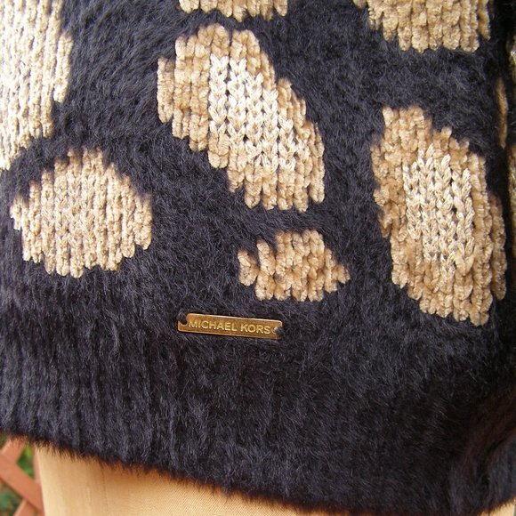 EUC Size M 8-10 MICHAEL KORS Cheetah Jaquard Animal Print Thick Sweater - Picture 3 of 10